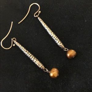 Silpada .925 Sterling Silver Bronze Pearl earrings